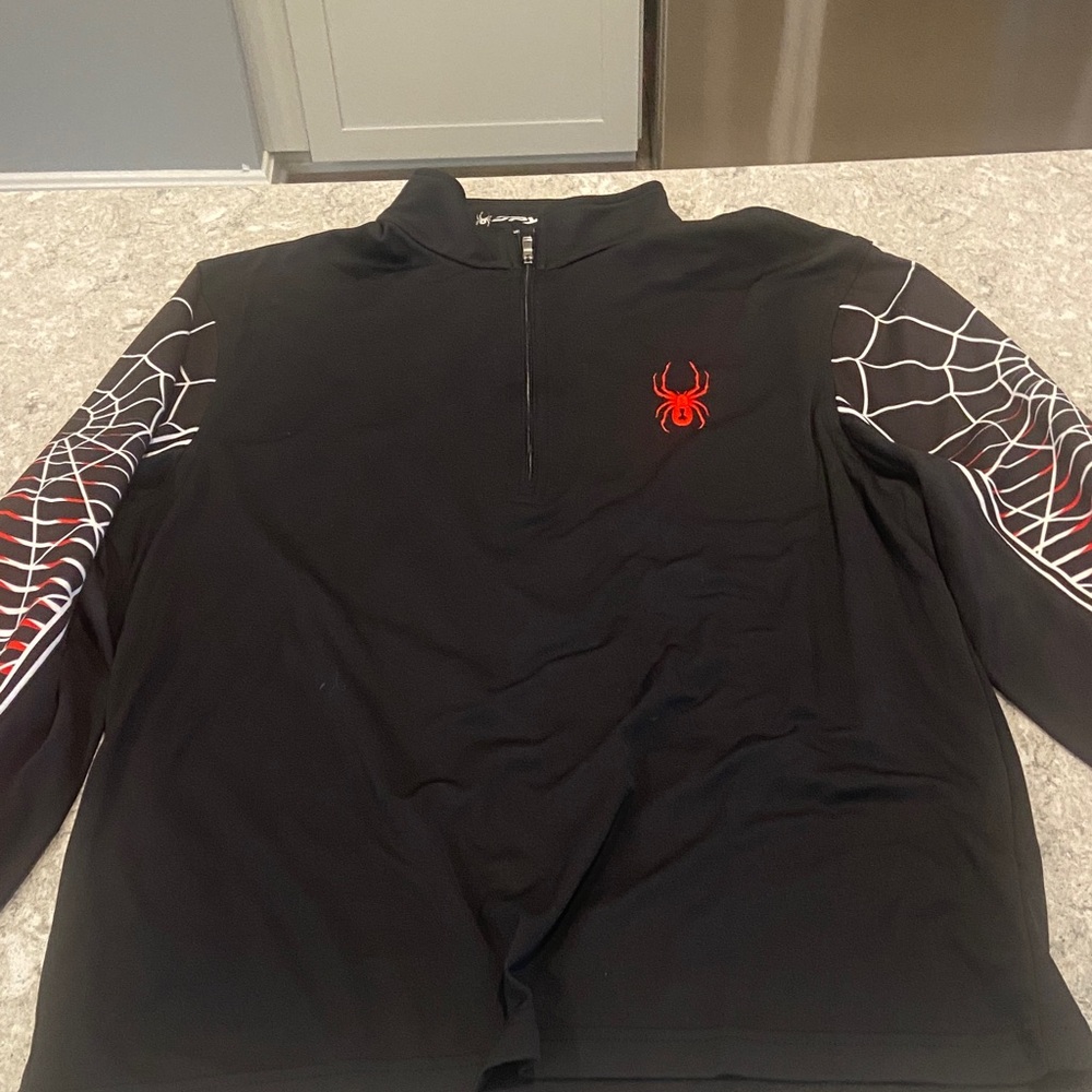 Spyder Black Pullover with Red Logo and Web Design